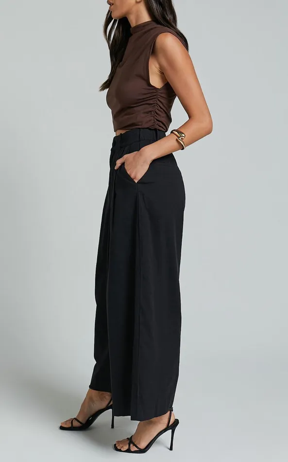 Showpo Alyssum Pants 8211 High Waisted Wide Leg Pants In Black Women Pants