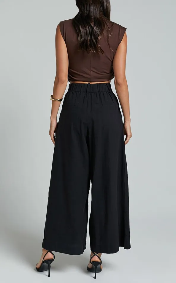 Showpo Alyssum Pants 8211 High Waisted Wide Leg Pants In Black Women Pants
