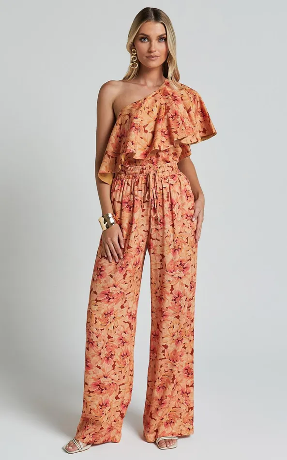 Showpo Amalie The Label 8211 Adrienne Linen Blend Drawstring Wide Leg Pants In Valencia Print Women Pants