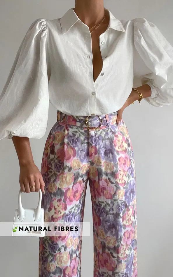 Showpo Amalie The Label 8211 Aldina Linen Blend High Waisted Belted Straight Leg Pants In Aurora Print Women Pants Showpo Amalie The Label 8211 Aldina Linen Blend High Waisted Belted Straight Leg Pants In Aurora Print Women Pants