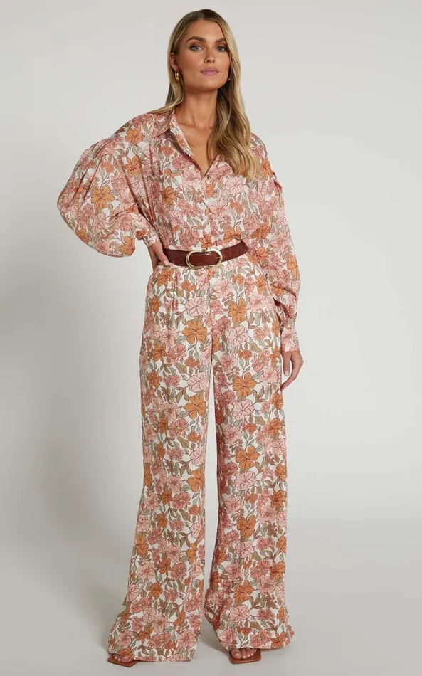 Showpo Amalie The Label 8211 Azariah Balloon Sleeve Button Up Shirt In Wildflower Floral Women Curve Clothes