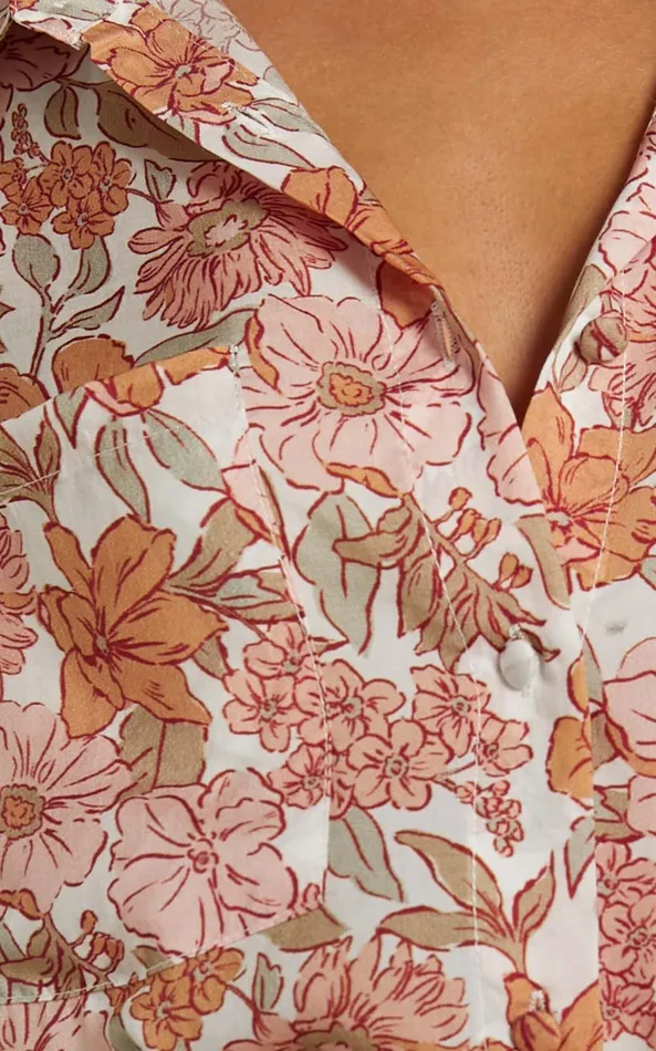 Showpo Amalie The Label 8211 Azariah Balloon Sleeve Button Up Shirt In Wildflower Floral Women Curve Clothes