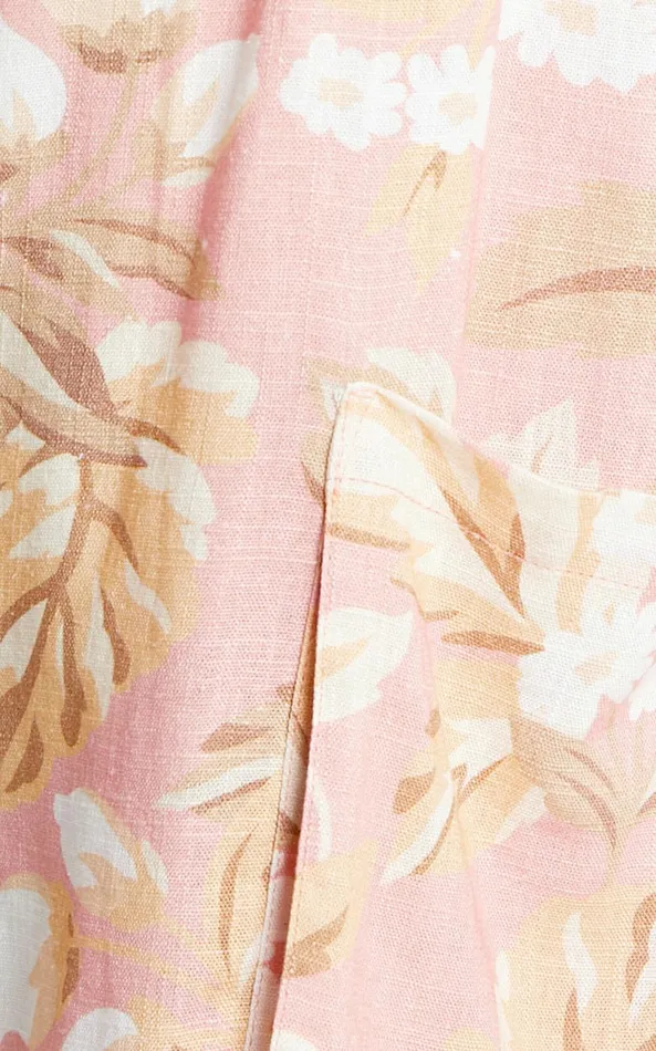 Showpo Amalie The Label 8211 Bay Linen Look Relaxed Button Front Blazer In Pink Floral Women Jackets and Coats