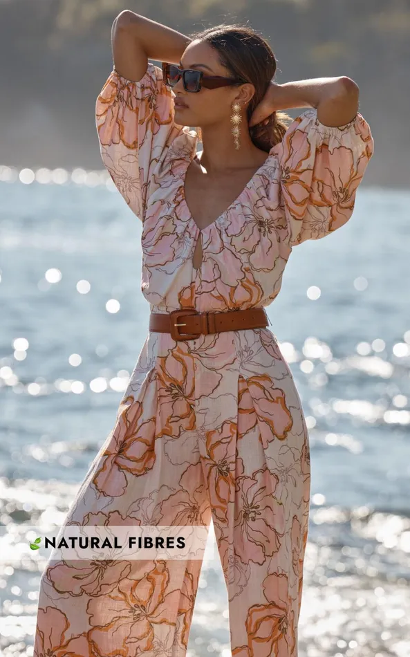 Showpo Amalie The Label 8211 Berenice Linen Blend Puff Sleeve Wide Leg Jumpsuit In Maison Fleur Women Jumpsuits Showpo Amalie The Label 8211 Berenice Linen Blend Puff Sleeve Wide Leg Jumpsuit In Maison Fleur Women Jumpsuits