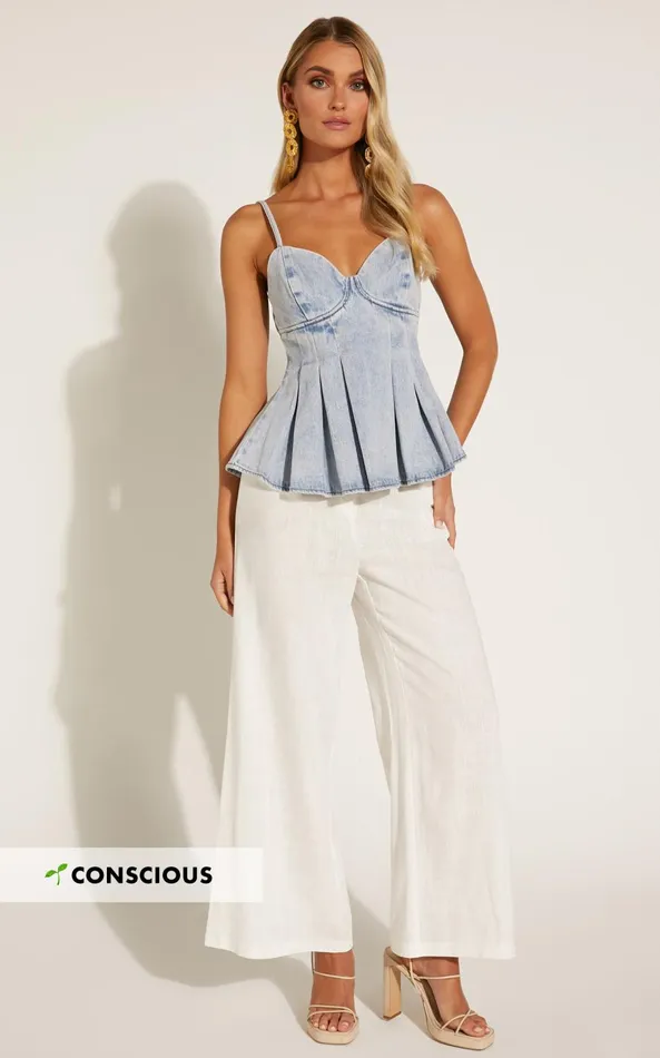Showpo Amalie The Label 8211 Biella Linen Blend High Waisted Wide Leg Pants In White Women Curve Clothes Showpo Amalie The Label 8211 Biella Linen Blend High Waisted Wide Leg Pants In White Women Curve Clothes