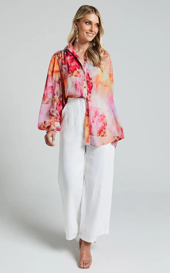 Showpo Amalie The Label 8211 Biella Linen Blend High Waisted Wide Leg Pants In White Women Curve Clothes