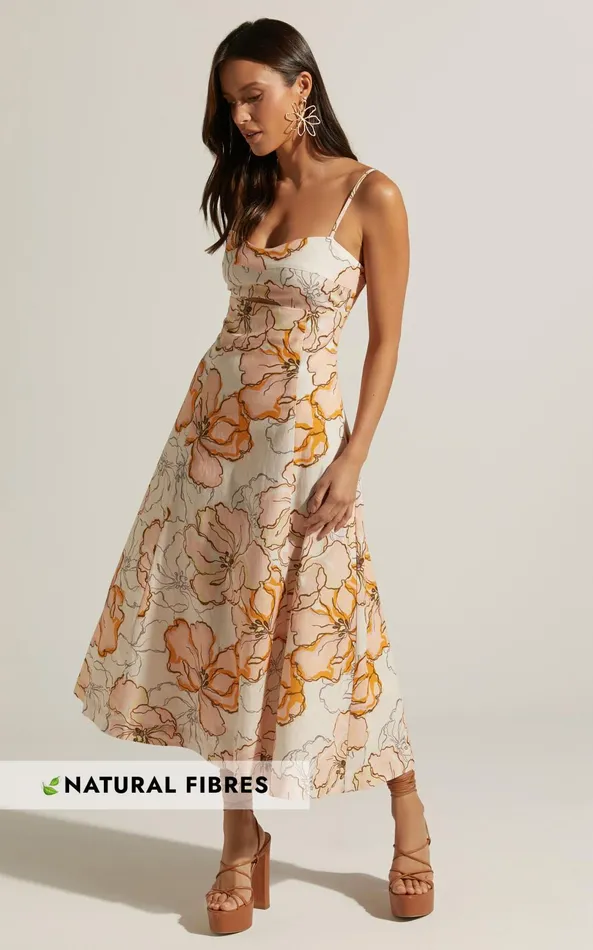 Showpo Amalie The Label 8211 Carietta Linen Blend Strappy Sweetheart Cut Out A Line Midi Dress In Maison Fleur Women Curve Clothes Showpo Amalie The Label 8211 Carietta Linen Blend Strappy Sweetheart Cut Out A Line Midi Dress In Maison Fleur Women Curve Clothes