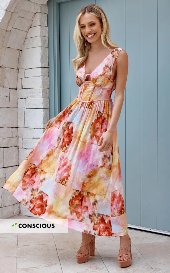 Showpo Amalie The Label 8211 Chamika Linen Blend Bustier Double Tie Back Midi Dress In Marsielle Print Women Curve Clothes Showpo Amalie The Label 8211 Chamika Linen Blend Bustier Double Tie Back Midi Dress In Marsielle Print Women Curve Clothes