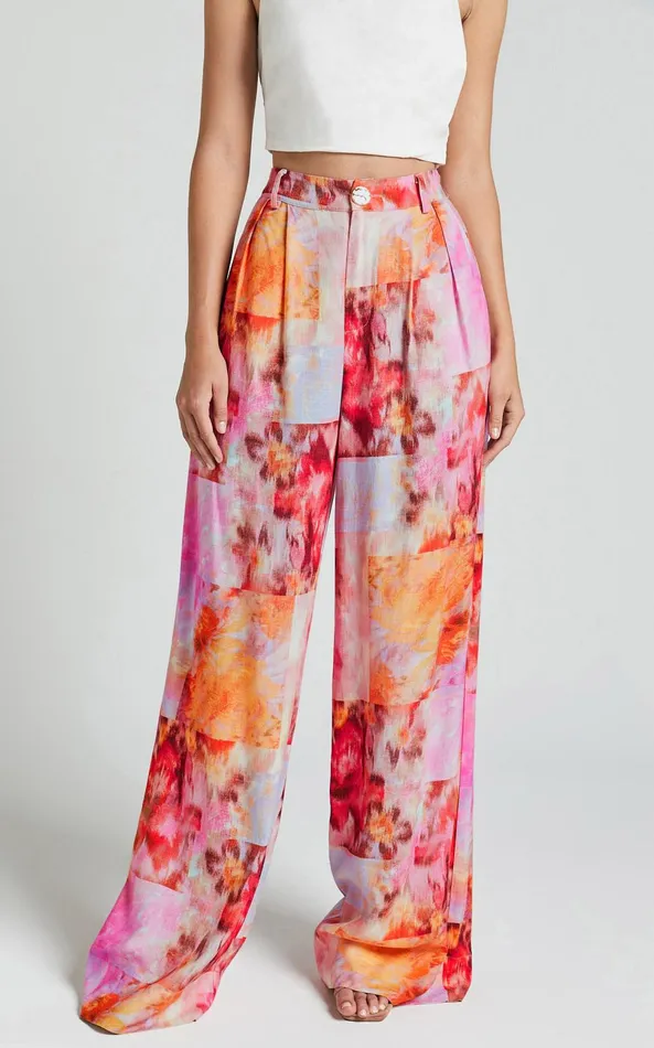 Showpo Amalie The Label 8211 Chamika Linen Blend Wide Leg Pants In Marsielle Print Women Pants