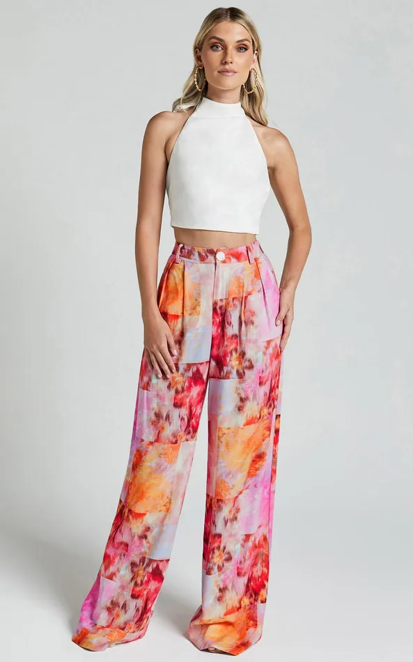 Showpo Amalie The Label 8211 Chamika Linen Blend Wide Leg Pants In Marsielle Print Women Pants