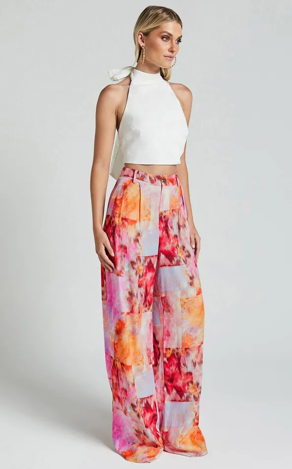 Showpo Amalie The Label 8211 Chamika Linen Blend Wide Leg Pants In Marsielle Print Women Pants