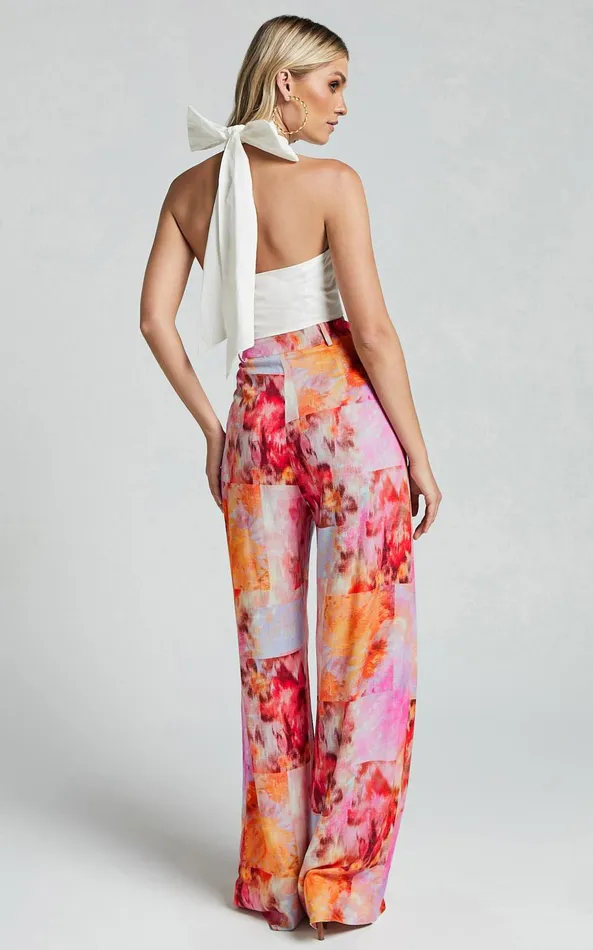 Showpo Amalie The Label 8211 Chamika Linen Blend Wide Leg Pants In Marsielle Print Women Pants