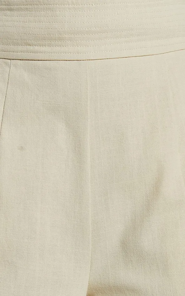 Showpo Amalie The Label 8211 Charo Linen Look High Waisted Wide Leg Pants In Stone Women Curve Clothes