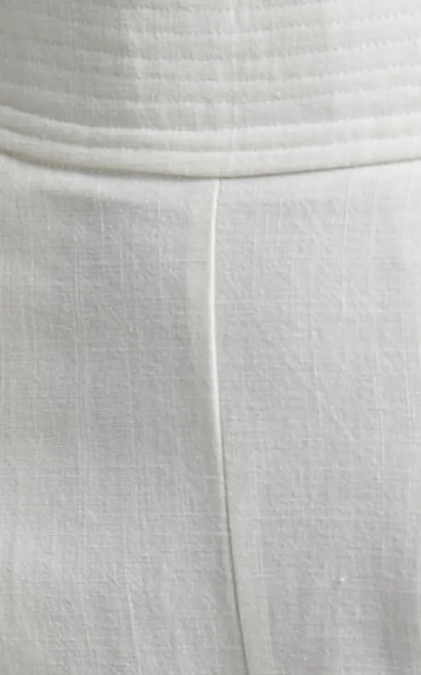 Showpo Amalie The Label 8211 Charo Linen Look High Waisted Wide Leg Pants In Warm White Women Curve Clothes