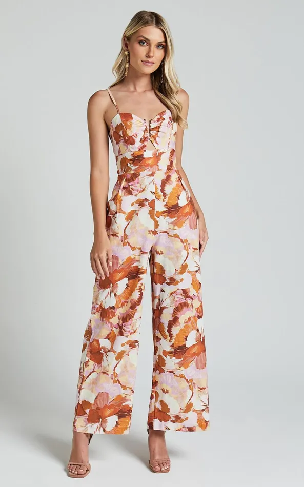Showpo Amalie The Label 8211 Chevonne Linen Blend Wide Leg Jumpsuit In Baku Print Women Jumpsuits