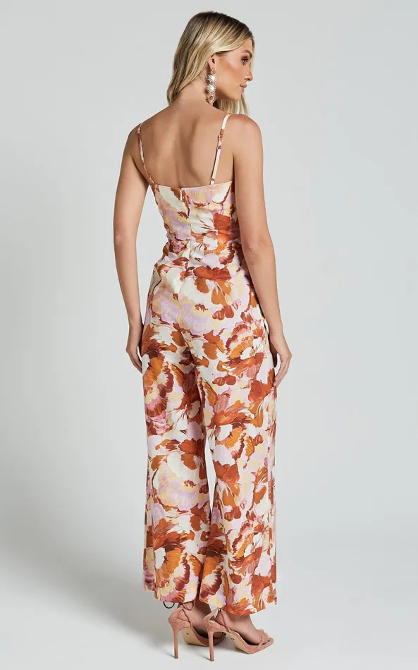 Showpo Amalie The Label 8211 Chevonne Linen Blend Wide Leg Jumpsuit In Baku Print Women Jumpsuits