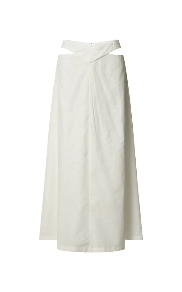 Showpo Amalie The Label 8211 Cia Linen Blend Cross Front Midi Skirt In White Women Skirts