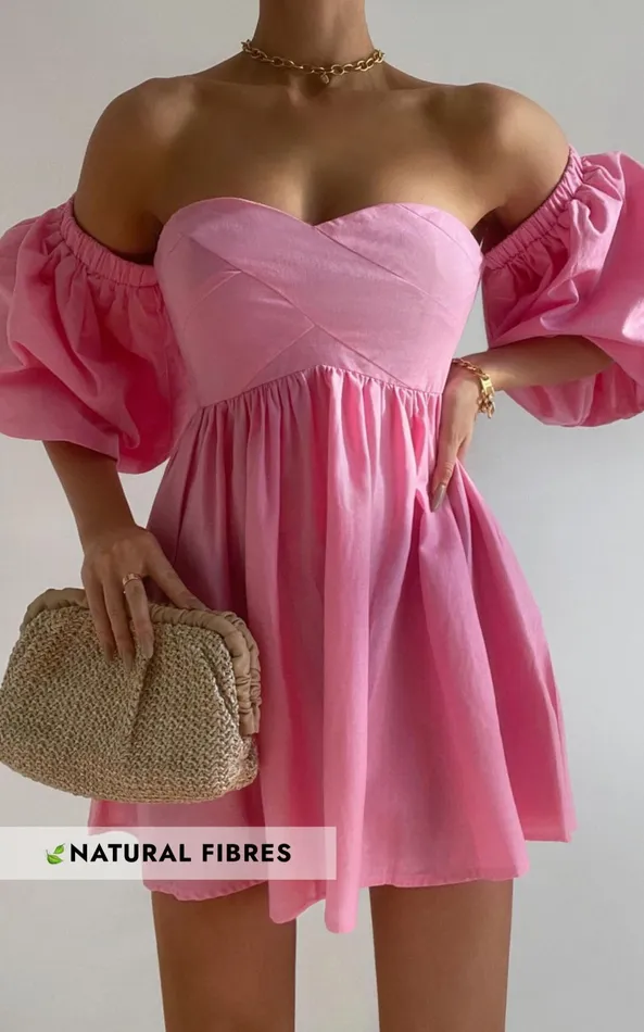 Showpo Amalie The Label 8211 Cielio Linen Blend Paneled Bust Mini Dress In Pink Women Dresses Showpo Amalie The Label 8211 Cielio Linen Blend Paneled Bust Mini Dress In Pink Women Dresses