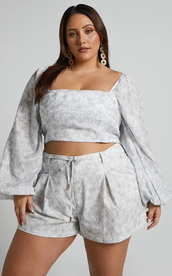 Showpo Amalie The Label 8211 Corletta Panelled Puff Sleeve Top In Dolce Fleur Women Tops