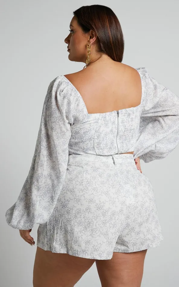 Showpo Amalie The Label 8211 Corletta Panelled Puff Sleeve Top In Dolce Fleur Women Tops