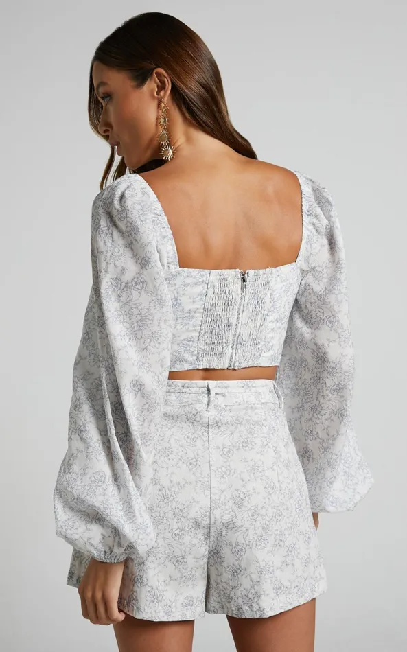 Showpo Amalie The Label 8211 Corletta Panelled Puff Sleeve Top In Dolce Fleur Women Tops