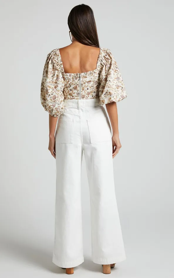 Showpo Amalie The Label 8211 Desi Jeans High Waisted Wide Leg Full Length In Off White Women Denim