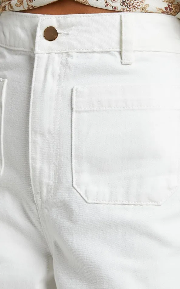 Showpo Amalie The Label 8211 Desi Jeans High Waisted Wide Leg Full Length In Off White Women Denim