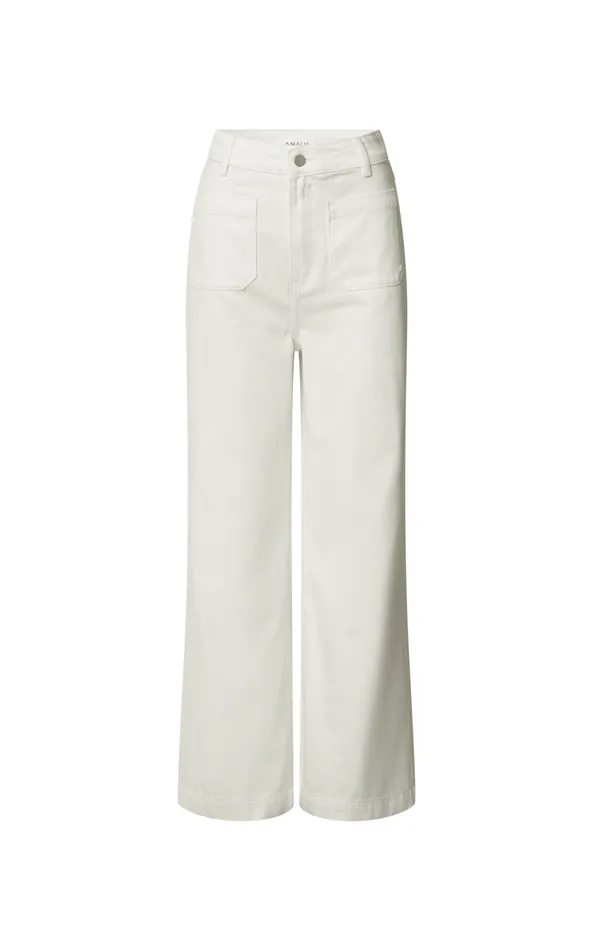 Showpo Amalie The Label 8211 Desi Jeans High Waisted Wide Leg Full Length In Off White Women Denim