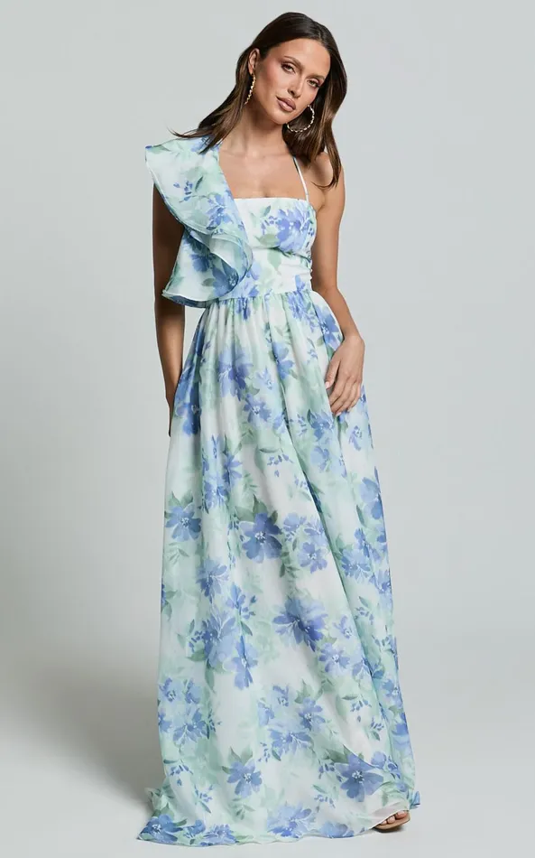 Showpo Amalie The Label 8211 Fleur Halter Ruffle Detail A Line Maxi Dress In Elysian Print Women Dresses Showpo Amalie The Label 8211 Fleur Halter Ruffle Detail A Line Maxi Dress In Elysian Print Women Dresses