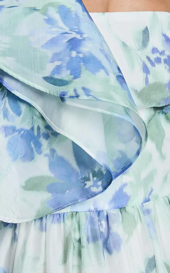 Showpo Amalie The Label 8211 Fleur Halter Ruffle Detail A Line Maxi Dress In Elysian Print Women Dresses