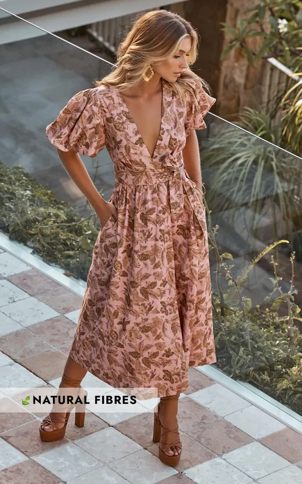 Showpo Amalie The Label 8211 Franc Linen Puff Sleeve Wrap Midi Dress In Vahala Print Women Shop Conscious Showpo Amalie The Label 8211 Franc Linen Puff Sleeve Wrap Midi Dress In Vahala Print Women Shop Conscious