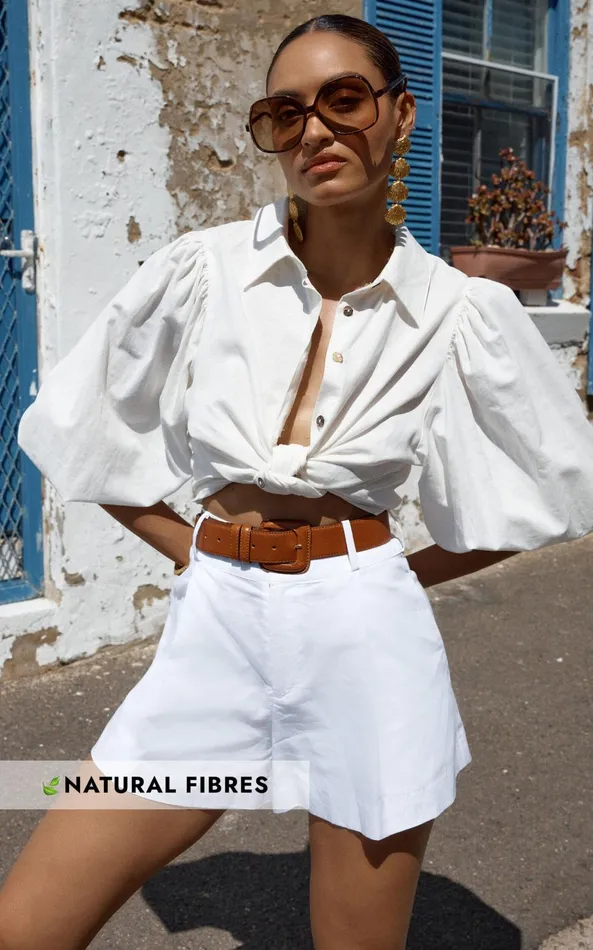 Showpo Amalie The Label 8211 Hanae Linen Blend Collared Button Through Puff Sleeve Shirt In White Women Curve Clothes Showpo Amalie The Label 8211 Hanae Linen Blend Collared Button Through Puff Sleeve Shirt In White Women Curve Clothes