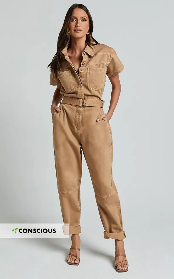 Showpo Amalie The Label 8211 Havanah Recycled Cotton Denim Boiler Jumpsuit In Tobacco Women Denim Showpo Amalie The Label 8211 Havanah Recycled Cotton Denim Boiler Jumpsuit In Tobacco Women Denim