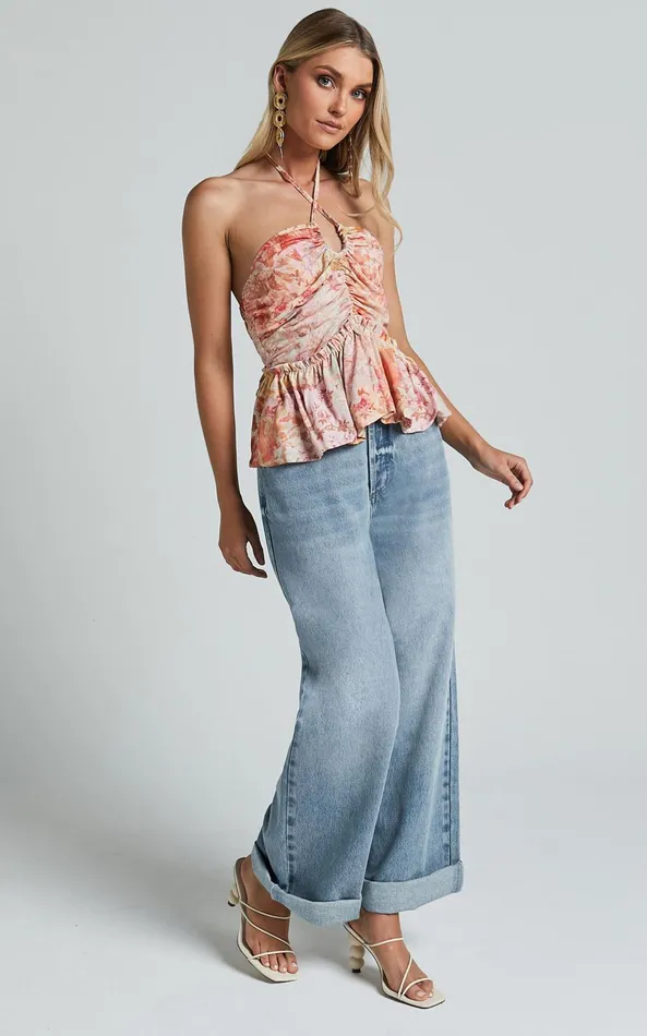 Showpo Amalie The Label 8211 Herrera Mid Rise Wide Leg Denim Jeans In Mid Blue Wash Women Denim