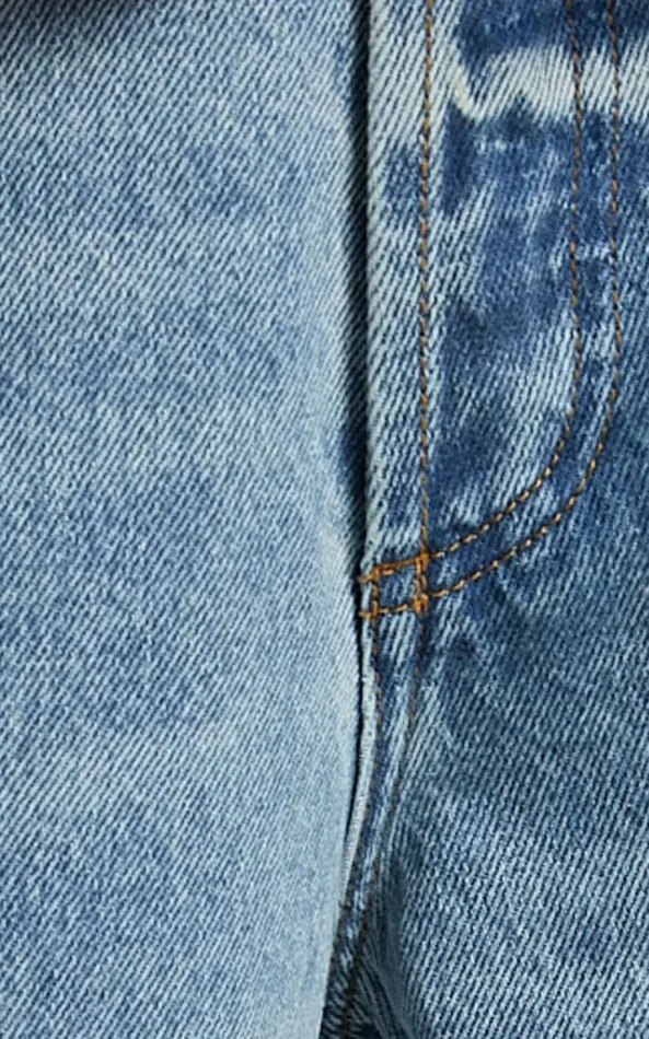 Showpo Amalie The Label 8211 Herrera Mid Rise Wide Leg Denim Jeans In Mid Blue Wash Women Denim