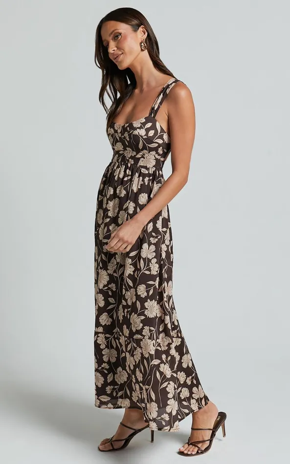 Showpo Amalie The Label 8211 Kai Double Tie Back Midi Dress In Sahara Print Women Dresses
