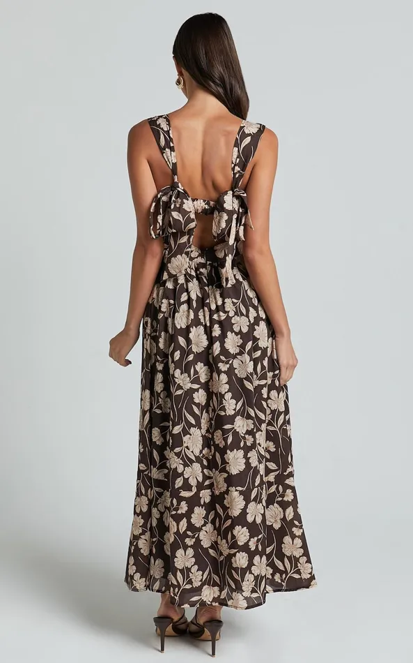 Showpo Amalie The Label 8211 Kai Double Tie Back Midi Dress In Sahara Print Women Dresses
