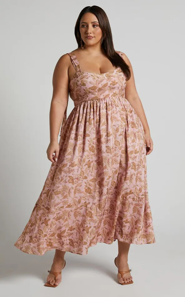 Showpo Amalie The Label 8211 Kai Double Tie Back Midi Dress In Vahala Print Women Curve Clothes Showpo Amalie The Label 8211 Kai Double Tie Back Midi Dress In Vahala Print Women Curve Clothes