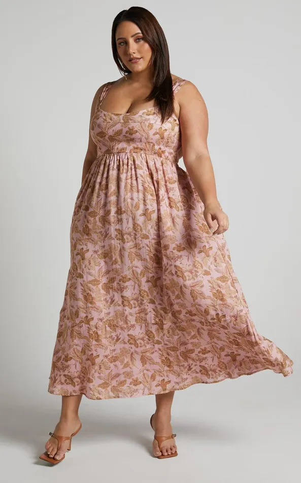 Showpo Amalie The Label 8211 Kai Double Tie Back Midi Dress In Vahala Print Women Curve Clothes Showpo Amalie The Label 8211 Kai Double Tie Back Midi Dress In Vahala Print Women Curve Clothes