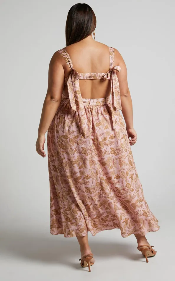 Showpo Amalie The Label 8211 Kai Double Tie Back Midi Dress In Vahala Print Women Curve Clothes Showpo Amalie The Label 8211 Kai Double Tie Back Midi Dress In Vahala Print Women Curve Clothes