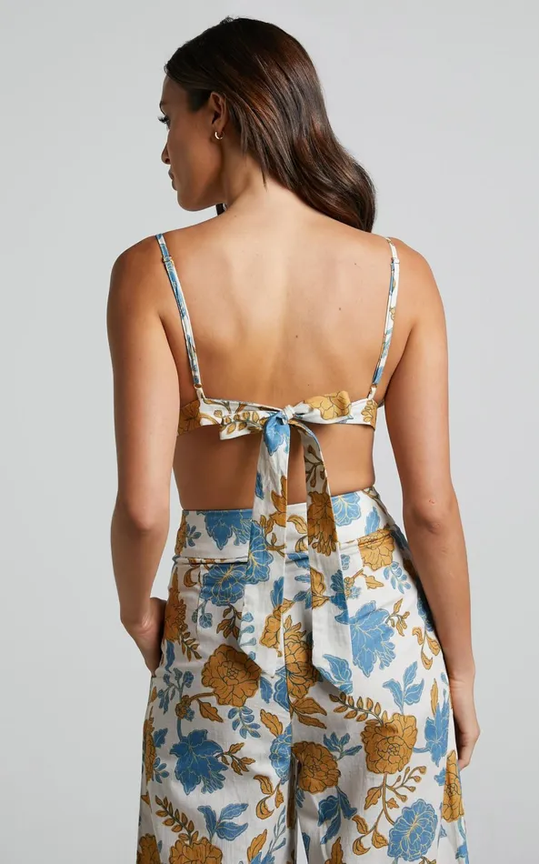 Showpo Amalie The Label 8211 Khaila Linen Blend Triangle Bralette Top In Valencia Floral Women Curve Clothes