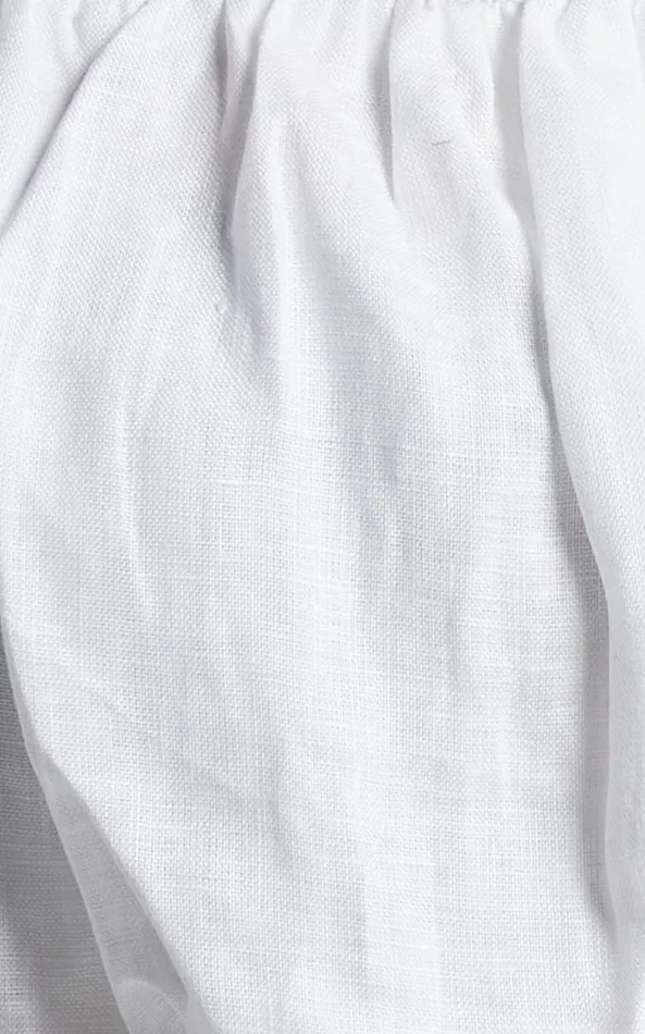 Showpo Amalie The Label 8211 Khaila Linen Off Shoulder Gathered Crop Top In White Women Curve Clothes