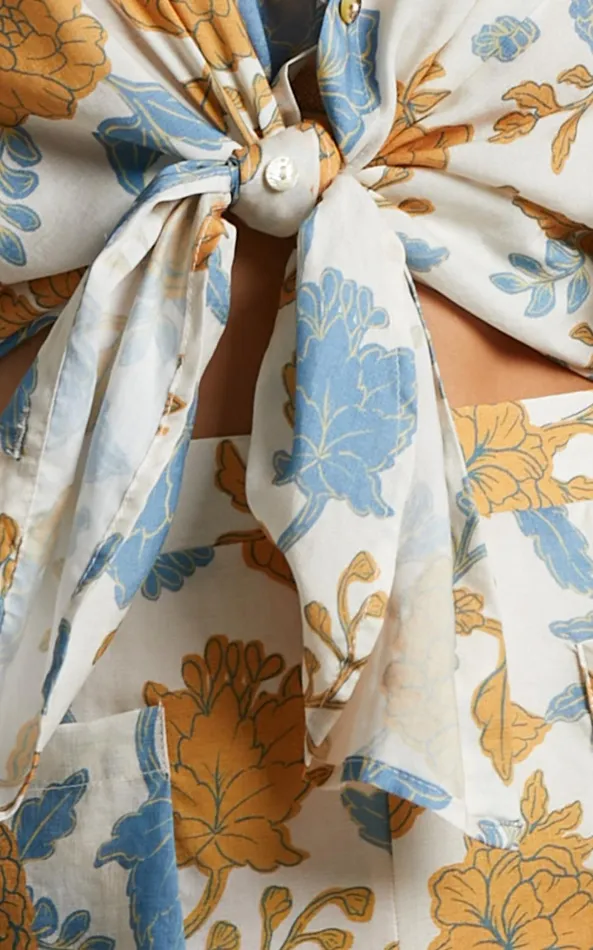 Showpo Amalie The Label 8211 Kimmella Linen Blend Puff Sleeve Shirt In Valencia Floral Women Tops