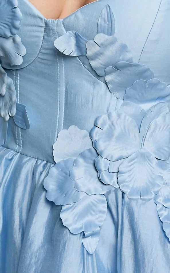 Showpo Amalie The Label 8211 Lilou Flower Detail Corset Mini Dress In Light Blue Women Dresses