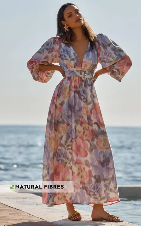 Showpo Amalie The Label 8211 Lily Linen Blend V Neck Long Puff Sleeve Tie Back Maxi Dress In Montreuil Print Women Curve Clothes Showpo Amalie The Label 8211 Lily Linen Blend V Neck Long Puff Sleeve Tie Back Maxi Dress In Montreuil Print Women Curve Clothes