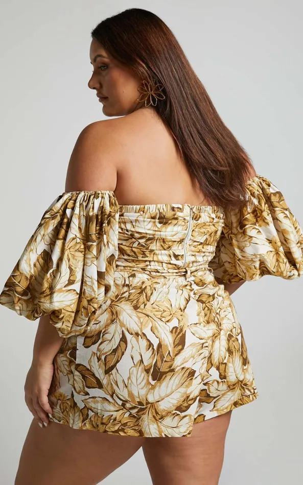Showpo Amalie The Label 8211 Linen Blend High Waisted Tailored Shorts In Frieja Print Women Curve Clothes