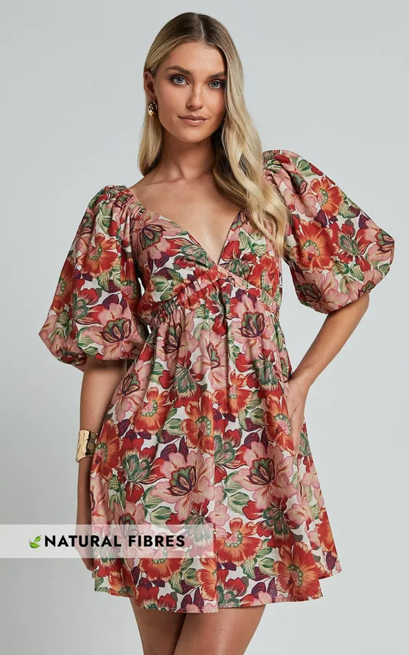 Showpo Amalie The Label 8211 Loleta Linen Blend Short Balloon Sleeve Low Back Mini Dress In Musee Print Women Dresses Showpo Amalie The Label 8211 Loleta Linen Blend Short Balloon Sleeve Low Back Mini Dress In Musee Print Women Dresses