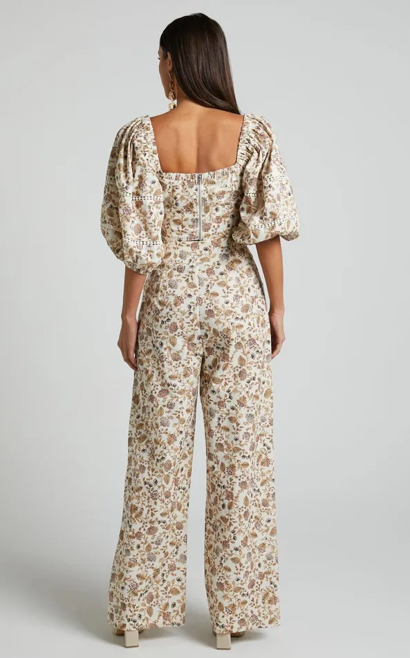 Showpo Amalie The Label 8211 Masden Linen Blend High Waisted Wide Leg Pants In Maya Floral Women Pants