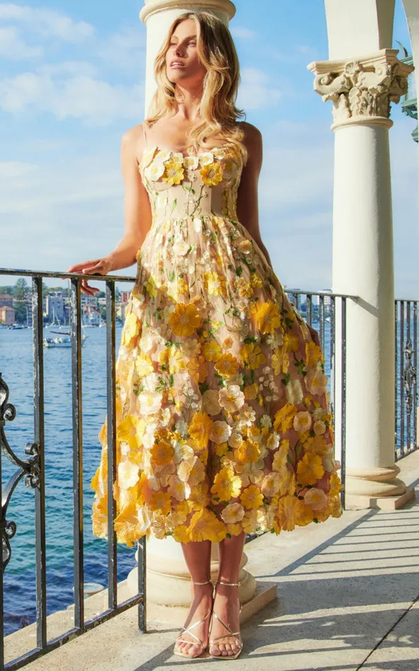 Showpo Amalie The Label 8211 Mia Strappy Flower Detail Midi Dress In Yellow Women Dresses Showpo Amalie The Label 8211 Mia Strappy Flower Detail Midi Dress In Yellow Women Dresses