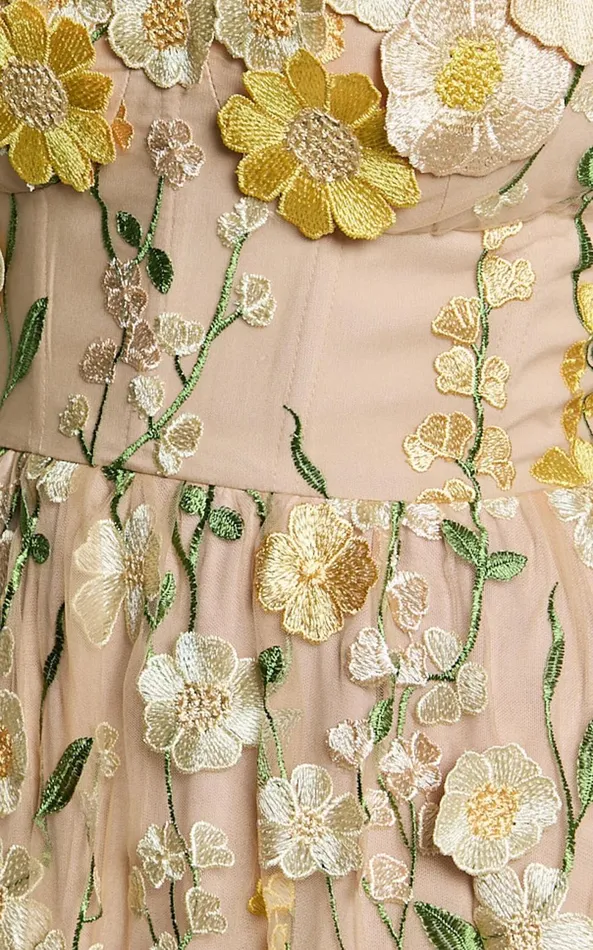 Showpo Amalie The Label 8211 Mia Strappy Flower Detail Midi Dress In Yellow Women Dresses